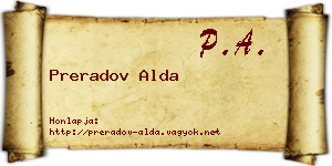 Preradov Alda névjegykártya